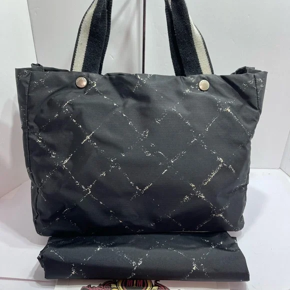 Chanel Travel Line in Black  and white nylon , with nylon dust bag. - Picture 3 of 16